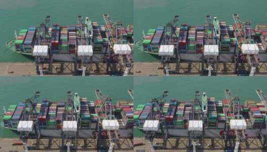 港口货船航拍景观高清在线视频素材下载