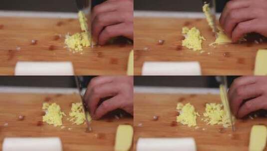 厨师切姜末高清在线视频素材下载