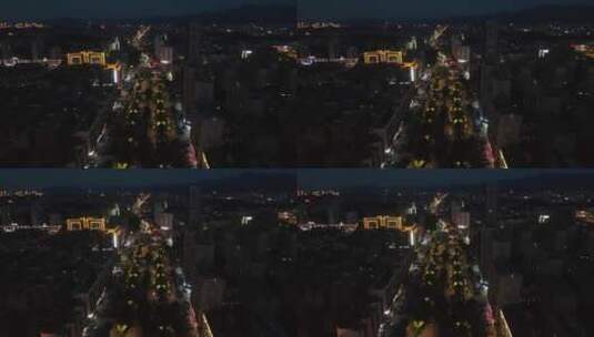 航拍江西赣州城市交通夜景灯光高清在线视频素材下载