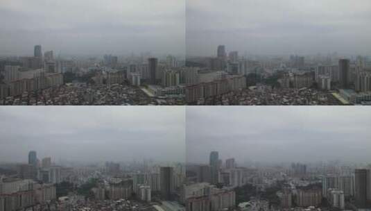 城市雾霾天航拍高清在线视频素材下载