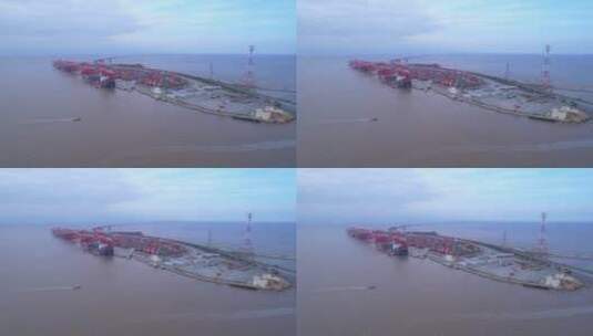 航拍上海洋山港码头高清在线视频素材下载
