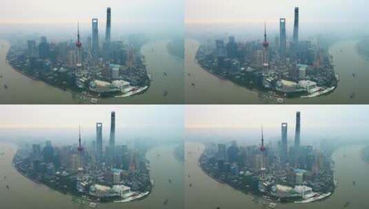 上海陆家嘴日出航拍高清在线视频素材下载