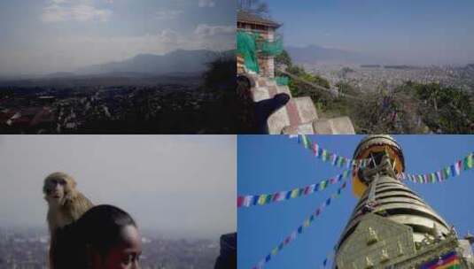 加德满都城市全景猴庙佛塔旅拍宣传 4k高清在线视频素材下载