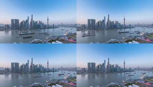 上海天际线在清晨的延时 北外滩视角高清在线视频素材下载
