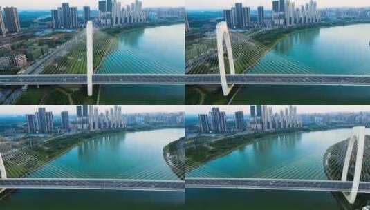 航拍南宁青山大桥高清在线视频素材下载