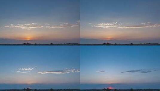 夏季日落晚霞的天空素材延时摄影视频高清在线视频素材下载