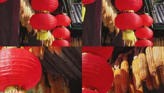 【镜头合集】大红灯笼年节喜庆氛围过年高清在线视频素材下载