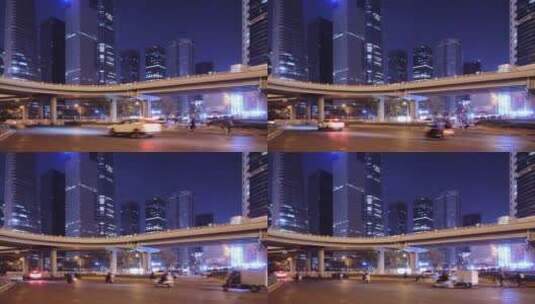北京国贸商业中心道路夜景高清在线视频素材下载