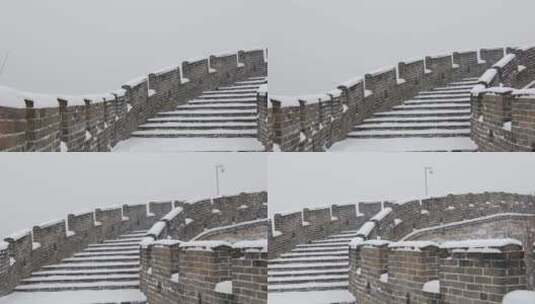 北京黄花城长城雪景4K拍摄高清在线视频素材下载