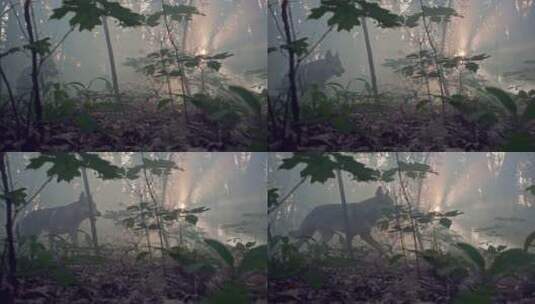 野狼生活在森林里高清在线视频素材下载
