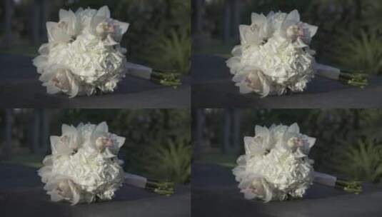 带白色花朵的新娘花束高清在线视频素材下载