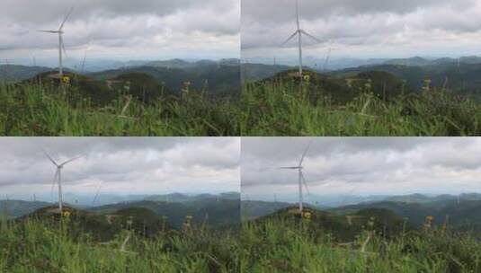 高山自然风光天然氧吧新能源风车发电高清在线视频素材下载
