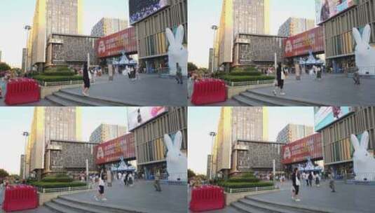 济南泉城路周边商业综合体，商品店铺高清在线视频素材下载