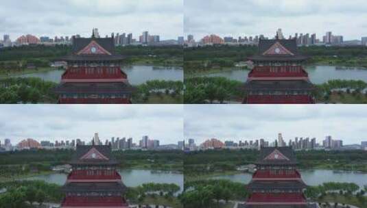 陕西省榆林市榆溪河生态长廊4K航拍高清在线视频素材下载