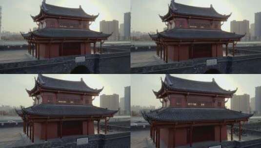 武汉武昌起义门城市古建筑城楼航拍高清在线视频素材下载