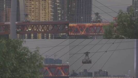 千厮门大桥 索道过江 4klog高清在线视频素材下载