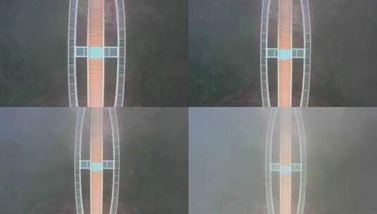 神仙居景区如意桥建筑 俯拍航拍高清在线视频素材下载