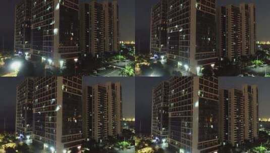 航拍海南城市夜景高清在线视频素材下载