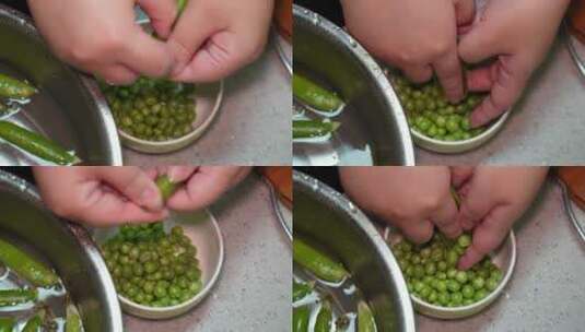 清洗豌豆青豆处理食材高清在线视频素材下载