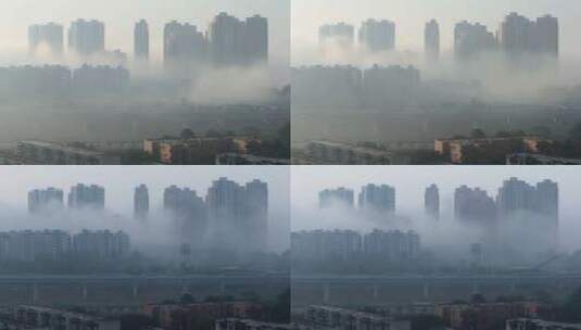 城市雾霭、成都窗外、浓雾快速高清在线视频素材下载