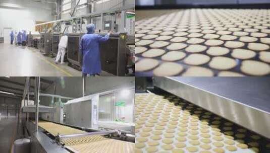 食品饼干生产流水线车间高清在线视频素材下载