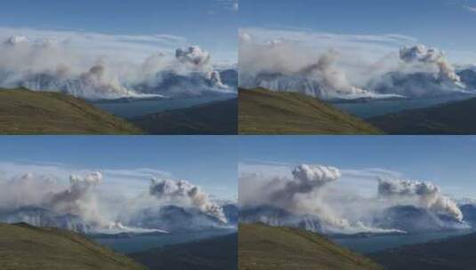 火山喷发冒出的烟雾天际线景观 高清在线视频素材下载