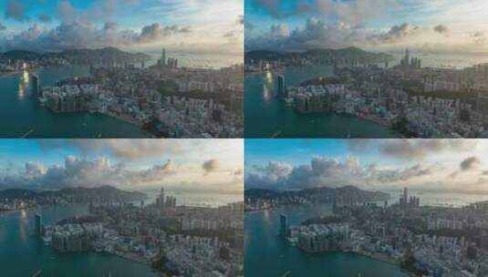香港城市航拍延时九龙区港岛大景高清在线视频素材下载