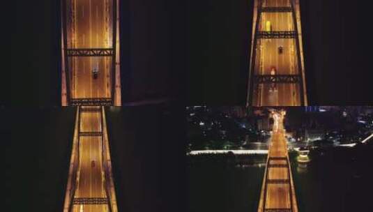 夜晚桥上汽车高清在线视频素材下载