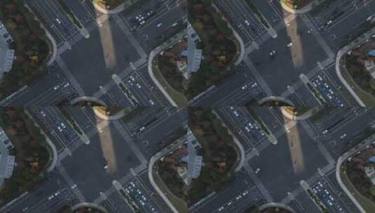 俯瞰城市十字路口街道车流交通高清在线视频素材下载