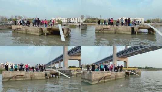 黄浦江闵浦大桥夕阳高清在线视频素材下载