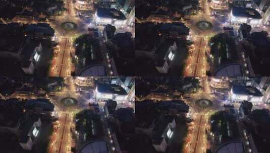 哈尔滨城市道路夜景航拍高清在线视频素材下载