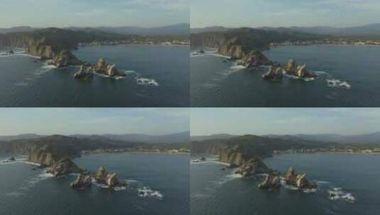 海岸及其浮雕的空中全景高清在线视频素材下载