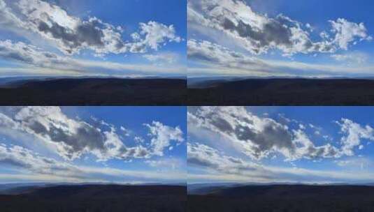 高原枯黄草原蓝天白云延时高清在线视频素材下载