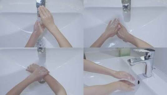 洗手液七步洗手法步骤-健康洗手消毒高清在线视频素材下载