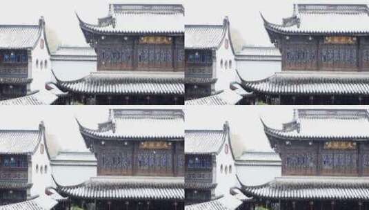 传统古建筑江南园林冬天下雪景升格慢镜头高清在线视频素材下载