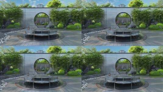 新中式园林景观水台三维素材高清在线视频素材下载
