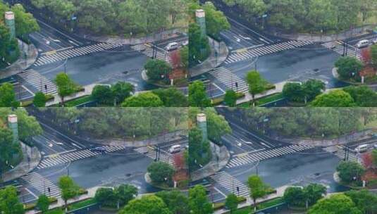 雨后杭州城市交通十字口高清在线视频素材下载