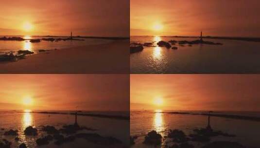 阳光下的沙滩金色浓郁日落夕阳高清在线视频素材下载