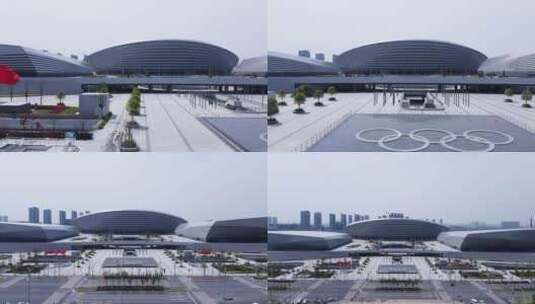 郑州奥林匹克体育中心 鸟瞰 白天4K视频高清在线视频素材下载