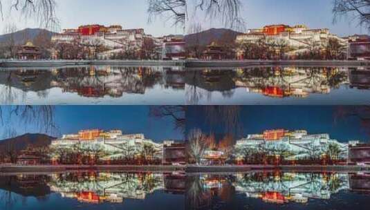 布达拉宫夜景延时摄影 西藏拉萨夜景高清在线视频素材下载