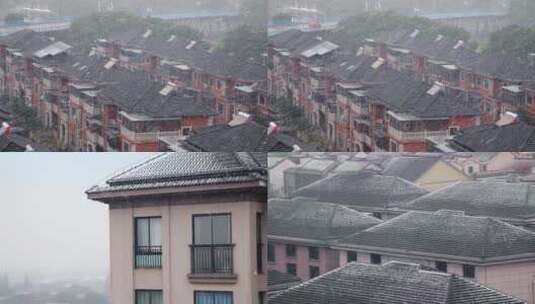 冬天下雪天的高档小区高清在线视频素材下载