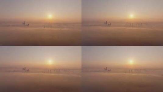 长沙岳麓山日出平流雾高清在线视频素材下载
