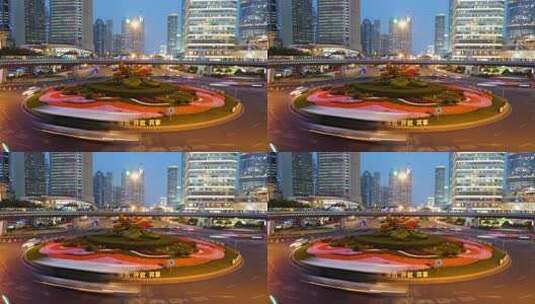 上海陆家嘴环路cbd交通延时高清在线视频素材下载