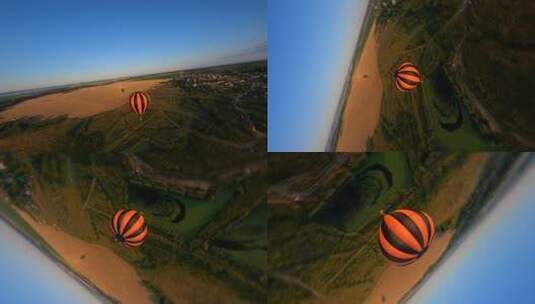 穿越机航拍热气球高清在线视频素材下载