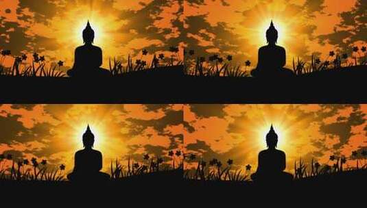 释迦牟尼在菩提树下觉悟成佛 佛像冥想高清在线视频素材下载