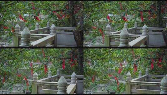 4k寺庙风光航拍森林古刹祈福古建筑围栏历史高清在线视频素材下载