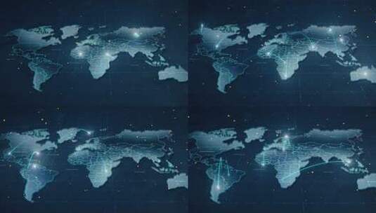 科技世界地图区域连线连接高清在线视频素材下载