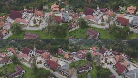委内瑞拉阿拉瓜州科洛尼亚托瓦尔圣马丁图尔教堂的航拍，高角度cir高清在线视频素材下载