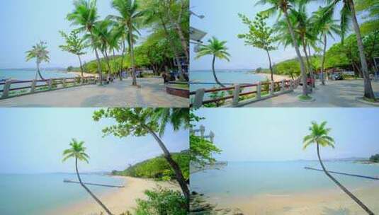 海南三亚 椰树 椰子树 海边沙滩海滩度假高清在线视频素材下载