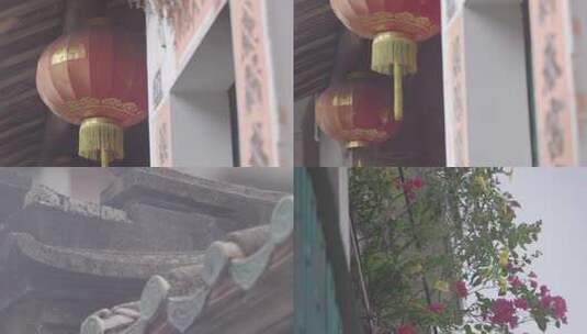 M1 农家院门口的红灯笼 门神 屋檐高清在线视频素材下载